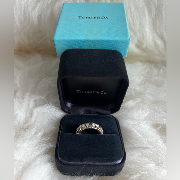 Jean Schlumberger by Tiffany Sixteen Stone Gold Platinum Diamonds Ring w/ Box 7 - Picture 5 of 11